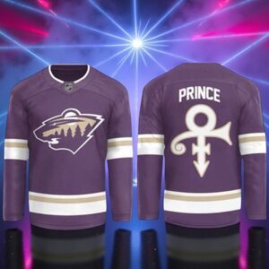 Authentic NEW NHL Minnesota Wild X Prince Night Purple Gold Jersery Size Medium